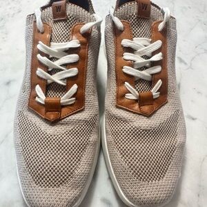 W Knit Mesh Sneakers in Taupe with Tan Leather Accents